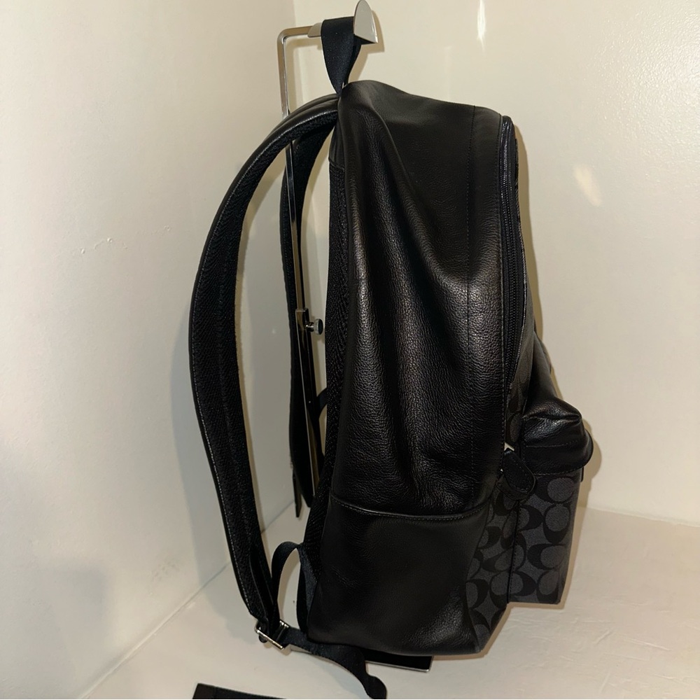 Coach Men's West Backpack In Signature Canvas VARSITY CHARCOAL & ORANGE - Picture 12 of 17